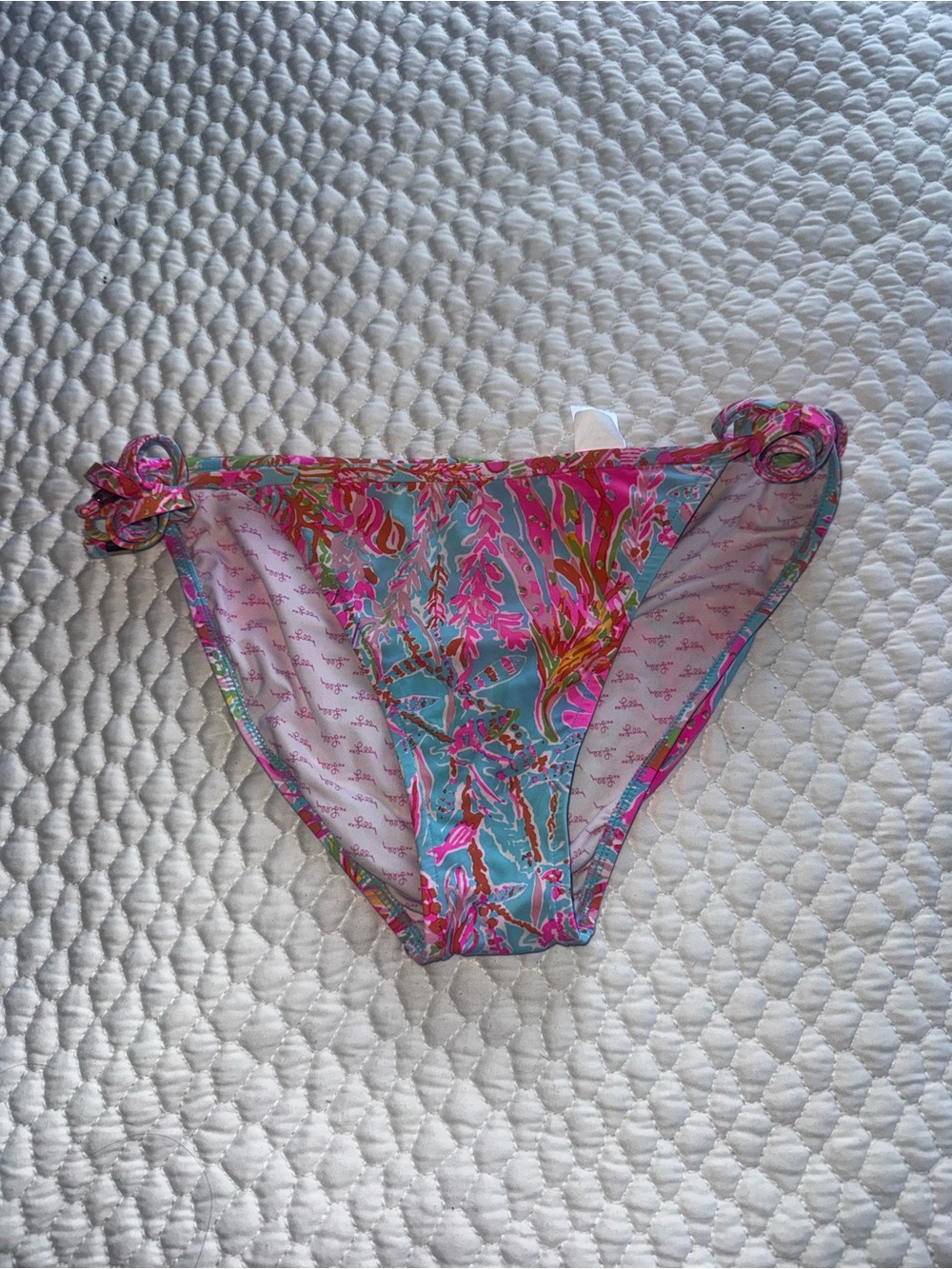 Lilly Pulitzer Women’s Coral Print Colorful Neon Bikini Bottom Size Medium